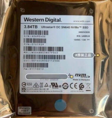WD Ultrastar DC SN640 3.84TB SSD 2.5" PCIe Gen3.1 x4 U.2 NVMe WUS4BB038D7P3E3 - Image 1 of 3
