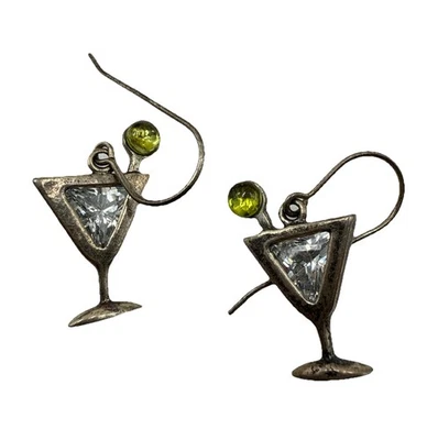 Pendientes colgantes de vidrio Shube Dakota West peridoto verde Martini bebida bebida Foto 1 de 4
