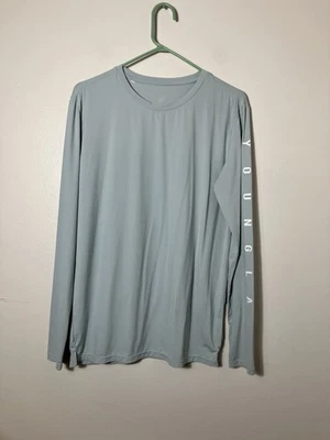 Camisa Young LA Manga Larga Talla M Poliéster Cuello Redondo Secado Rápido Azul Foto 1 de 4