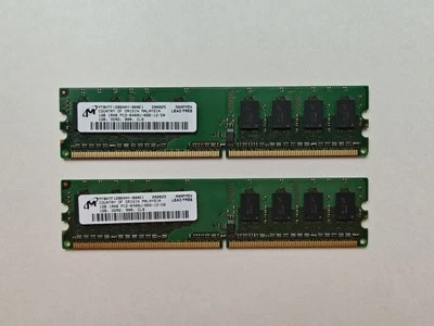 DDR2 RAM 800Mhz 2GB (2x1GB) 1xR8 Micron PC2-6400U Non-ECC MT8HTF12864AY-800E1 - Image 1 of 4