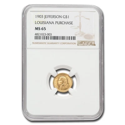 1903 Gold $1.00 Louisiana Purchase Jefferson MS-65 NGC - Image 1 of 3