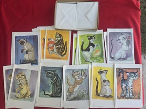 Vintage 60er Royal Aristicat GIA Wende freche Katze Schreibwaren Kätzchen Karte MCM - Bild 1 von 24