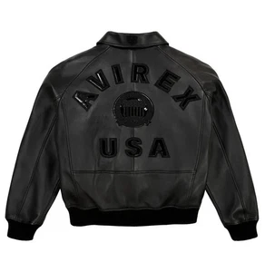 Avirex ICON Black Leather Bomber Jacket | Men's Real Flight Jacket | Winter - Picture 1 of 5
