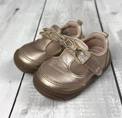 Surprize by Stride Rite Cecilia Baby 3  Gold Bow Adjustable Mary Jane Shoes 0090 - Image 1 of 4
