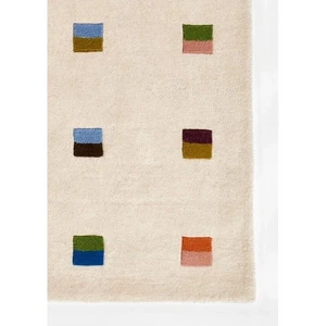 Multicolor Hand Tufted Area Rug 5x8 Modern Minimalist Square Dot Pattern Soft - Picture 1 of 9