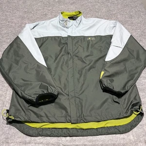 Starter Herren Large grau/olivgrün durchgehender Reißverschluss Netz gefüttert Nylon Windbreaker lesen - Bild 1 von 14