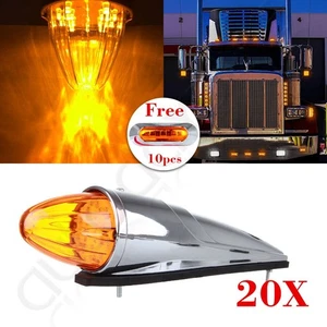 20X AMBER 17 LED TORPEDO CAB MARKER ROOF RUNNING TOP LIGHT +10X OVAL SIDE MARKER - Picture 1 of 12