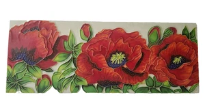 Mohn Wandkunst Fliese handbemalt Keramik 15,75” x 6” erhöht - Bild 1 von 8