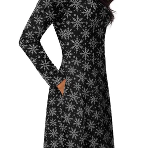 Gothic Snowflake Ugly Christmas Sweater Long Sleeve Midi Dress Holiday Gift - Picture 1 of 49
