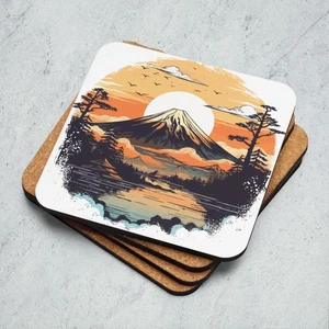 Mount Fuji Sunset Drink Coaster – Cork Backed MDF, Heat-Resistant, Non-Slip - Picture 1 of 1
