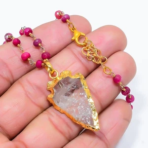 Crystal Quartz Gemstone Handmade 925 Sterling Silver Jewelry Necklace 20" t288 - Picture 1 of 4