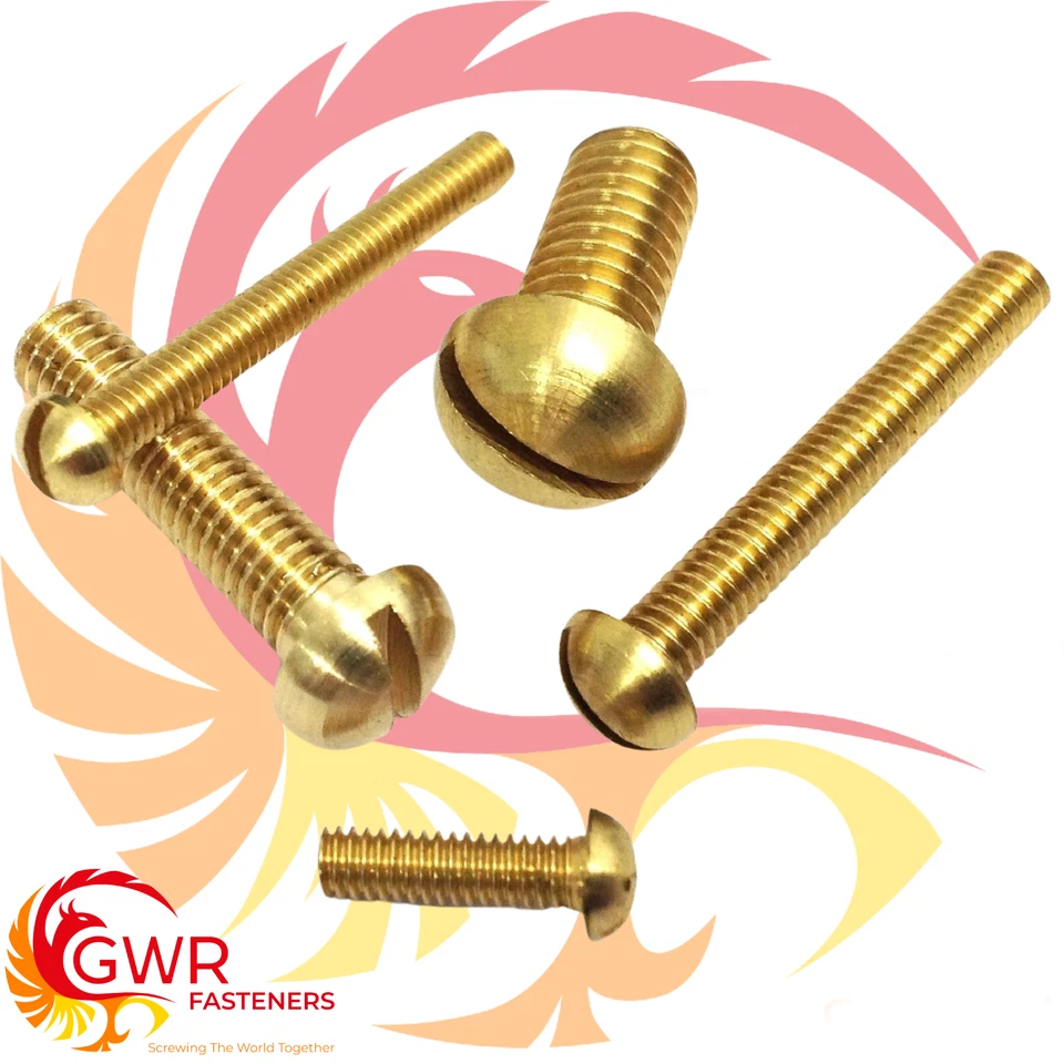 GWR FASTENERS 0BA 2BA 3BA 4BA 5BA 6BA 8BA 9BA 10BA Brass Round Head Screws - Slotted Roundhead