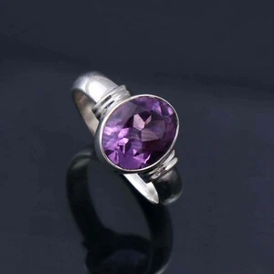 AMETHYST NATURAL GEMSTONE 925 SOLID STERLING SILVER HANDMADE JEWELRY RING 3 TO12 - Picture 1 of 3