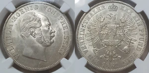 NGC Prussia 1861 MS-62 1 Thaler Silver Germany German State Full Luster - Picture 1 of 11