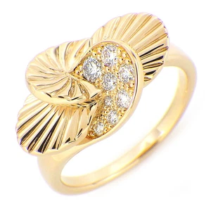 Cartier Ring Paris Nouvelle Vague Guilloche Flower Rare Model Diamond 750YG #52 - Bild 1 von 8