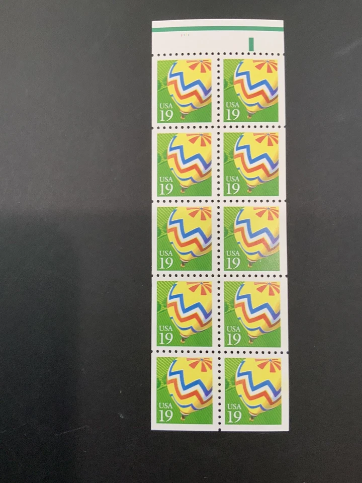 Scott #2530a 19¢ Hot Air Balloons Booklet Pane of 10 Stamps - MNH - Image 1 of 1