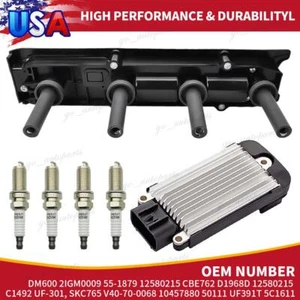 For Chevy HHR Malibu Pursuit Saturn Olds 2.2L Ignition Coil & 4 Spark Plugs Set - Picture 1 of 11