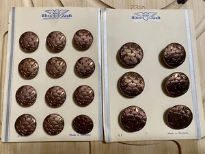 Vintage Glittering Ultra Kraft Pressed Glass Brown Buttons On Cards In two Sizes - Picture 1 of 5