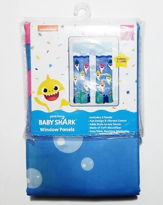 Pinkfong Baby Shark 82"x63" Juego de cortinas de paneles de ventana (Nickelodeon, 2020) *NUEVO* Foto 1 de 3