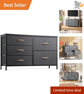 Bedroom Dresser with 5 Drawers Storage Organizer Kids Nursery TV Stand Wood - Image 1 of 4