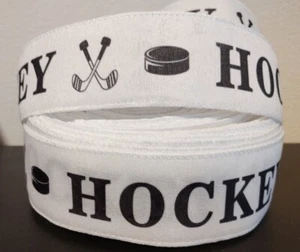 3 yards 2" Wired ribbon Hockey Ribbon~ sports ribbon for bows wreath - Picture 1 of 1