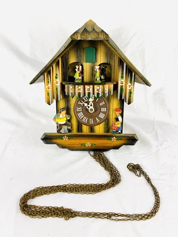 Vintage Hand Painted German Black Forest Wooden Musical Cuckoo Clock - Untested Cover