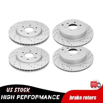 4Pcs Front & Rear Drilled Brake Rotors Disc For 2005 - 2012 Nissan Pathfinder - Image 1 of 4