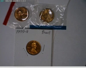 1977 PDS Lincoln Cents Penny Unc in mint cello and Proof - Picture 1 of 7