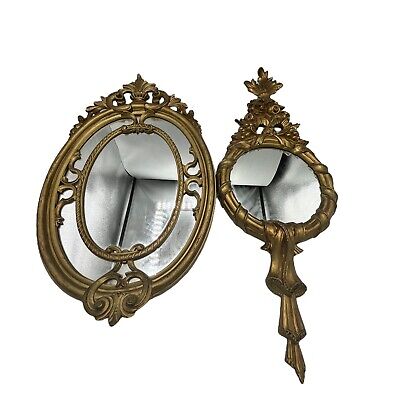 SET OF 2 - Vintage Euro Marchi Italian Style Mirror Decor  + Ornate Oval Mirror • 102.86$