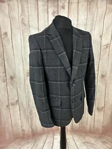 PETER WERTH Holloway Cut Wool Rich Blazer Jacket 40” Grey Blue Check Windowpane - Imagen 1 de 24