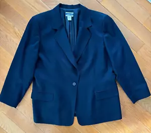 VTG Pendleton 100% Virgin Wool Blazer Womens 18W Plus Navy Blue Made In USA READ - Picture 1 of 15