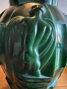 Art Deco Glas Vase Akt Dame A. Plewa Gablonz Schlevogt Czech XXL Malachit - Picture 1 of 17