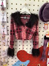 Pink and Black Tartan Faux Fur Clueless Top - NEW