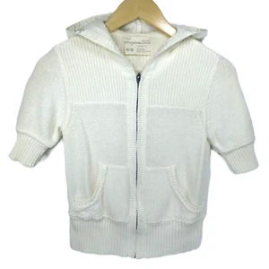 Aeropostale Women's Juniors Ivory M Short Sleeve Knit Hoodie Full Zip 90s Y2K - Picture 1 of 9