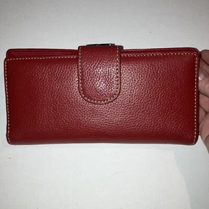 Vintage Red Leather Guang Tong Kisslock Wallet Checkbook, Billfold, Credit Cards - Picture 1 of 10