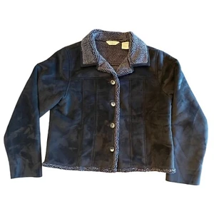 Vintage L.L Bean LL Bean Sherpa gefütterte Damen Jacke Mantel Größe Large OYS18 schwarz - Bild 1 von 6