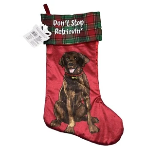 NEW Christmas Dog Stocking "Don't Stop Retrievin’” Brown Labrador Retriever - Picture 1 of 6