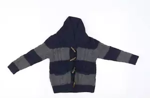 Gap Boys Blue Collared Striped Cotton Blend Cardigan Size 4 Years - Picture 1 of 12