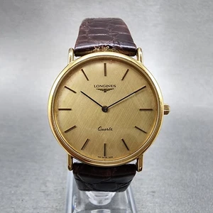 Reloj Longines Hombre 32mm Esfera Dorada Tono Dorado Redondo 150 7229 Batería Nueva De Colección - Imagen 1 de 12