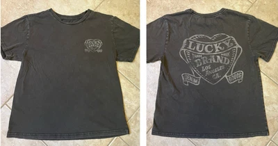 Lucky Brand Women's Sz Med Heart Tattoo Graphic Tee V Neck Short Sleeve T-Shirt - Image 1 of 4