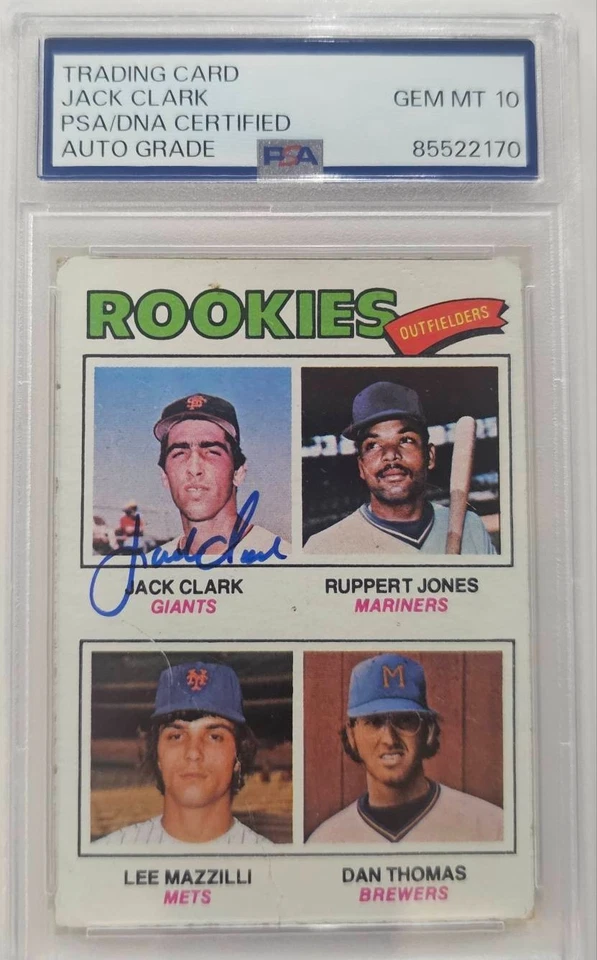 Jack Clark Lee Mazzilli PSA ADN Firmado 1977 Topps Rookie Outfielders Automático PSA-10 Foto 1 de 1