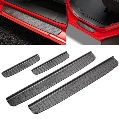4PCS Car Door Sill Scuff Plate Guard Protector Kick For Jeep Wrangler JL 2018-25 - Image 1 of 4