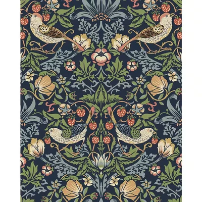 Papel de parede Seabrook Designs vinil pré-colado rolo duplo-PR10102 pássaros morango - Imagem 1 de 4