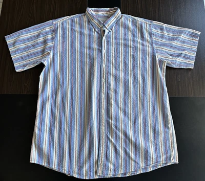 L.L. Bean Seersucker Shirt Mens XXL-Tall Short Sleeve Colorful Striped 0 AUT1 - Image 1 of 4