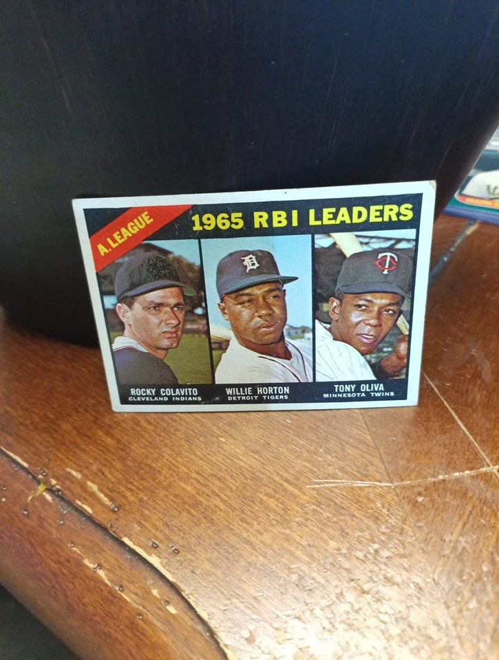 1966 Topps - Líderes de la Liga Tony Oliva, Rocky Colavito, Willie Horton #220 EX Foto 1 de 4