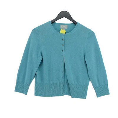Pure Women's Cardigan UK 12 Blue 100% Cashmere Round Neck Cardigan - Image 1 of 4