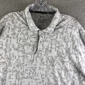 Nike Tiger Woods Poloshirt Herren Large grau Digital Camo Dri-Fit ADV Druckknopf - Bild 1 von 15