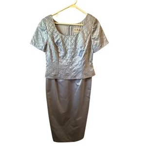 Karen Miller Blue Formal Mother Of The Bride Maxi Dress 8P Embellished Beaded - Picture 1 of 5