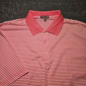 Peter Millar Summer Comfort Mens XL Golf Polo Shirt Coral Striped Short Sleeve - Picture 1 of 8