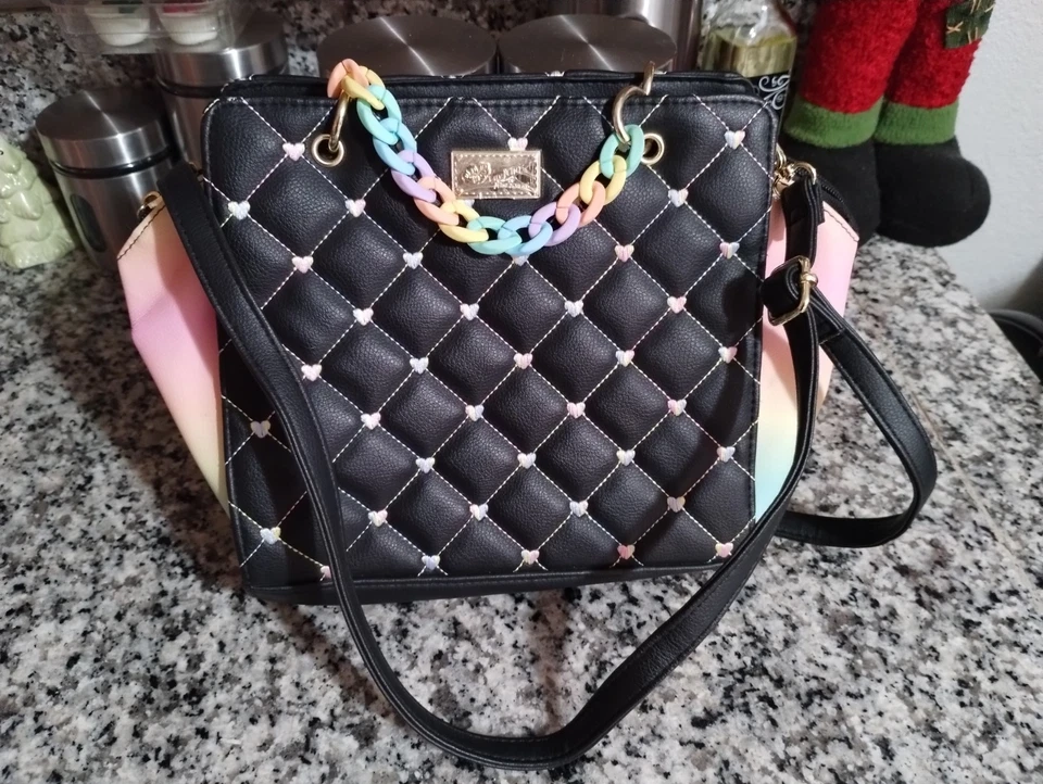 Bolso de mano Luv Betsey violeta negro arco iris multi bandolera cartera Foto 1 de 4